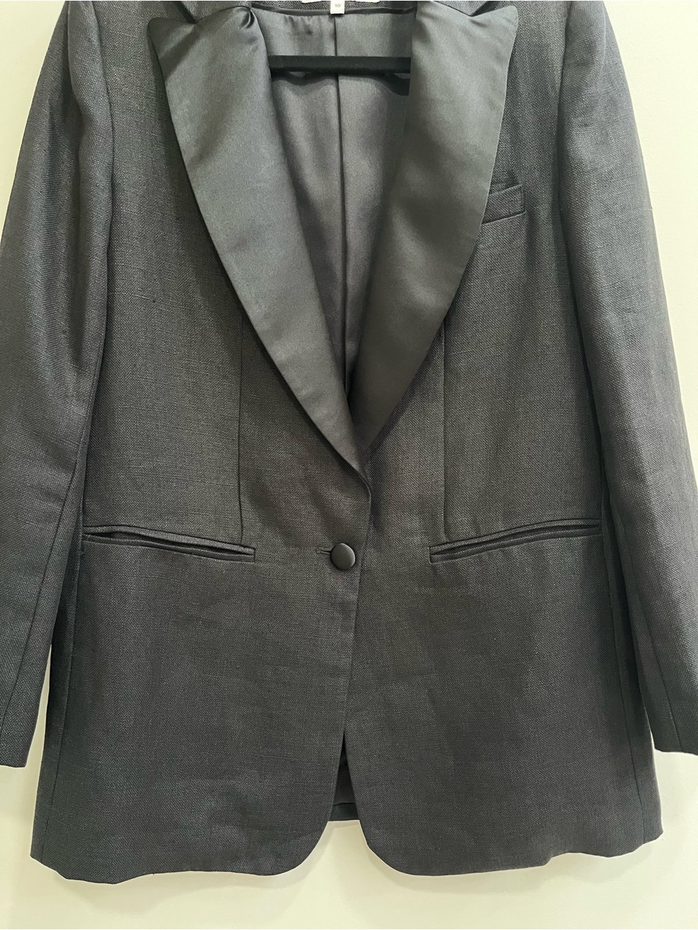Emerson Fry Wingtip Black Linen Silk Blazer Size 10 - Picture 8 of 10